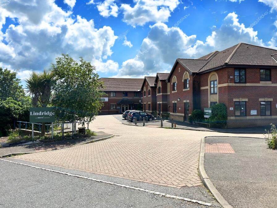 An external view of the entrance to Lindridge Care Home in Hove.